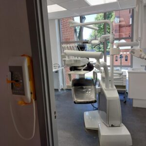 Bioden technician repair a dental chair at a Vancouver practice